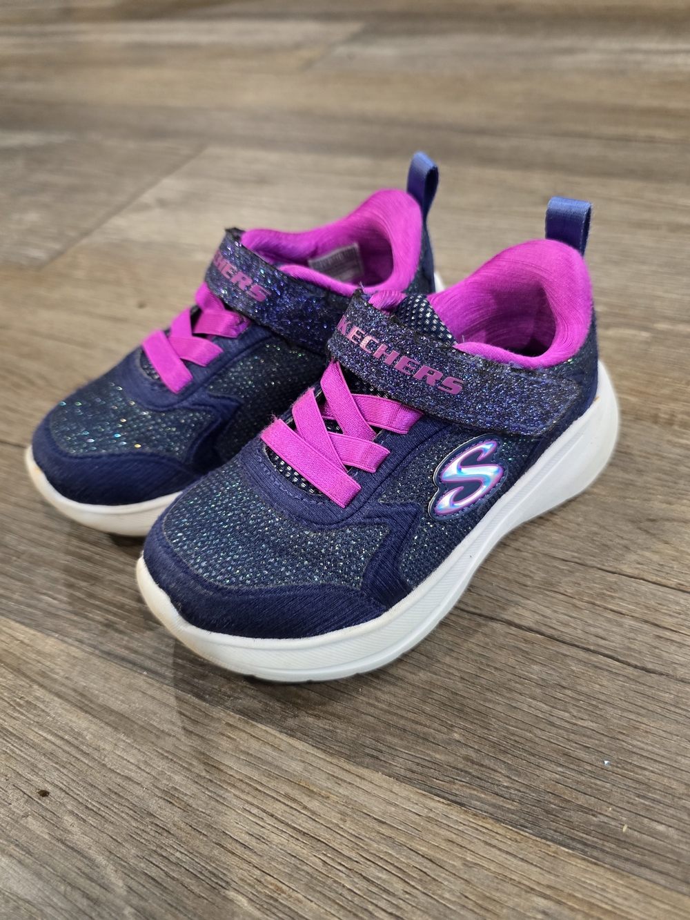 Skechers Glitter Navy & Bright Pink Kids Sneakers